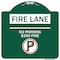 Signmission Fire Lane No Parking $250 Fine W/ No Parking, Green & White Aluminum Sign, 18" x 18", GW-1818-24014 A-DES-GW-1818-24014 - alternate 1
